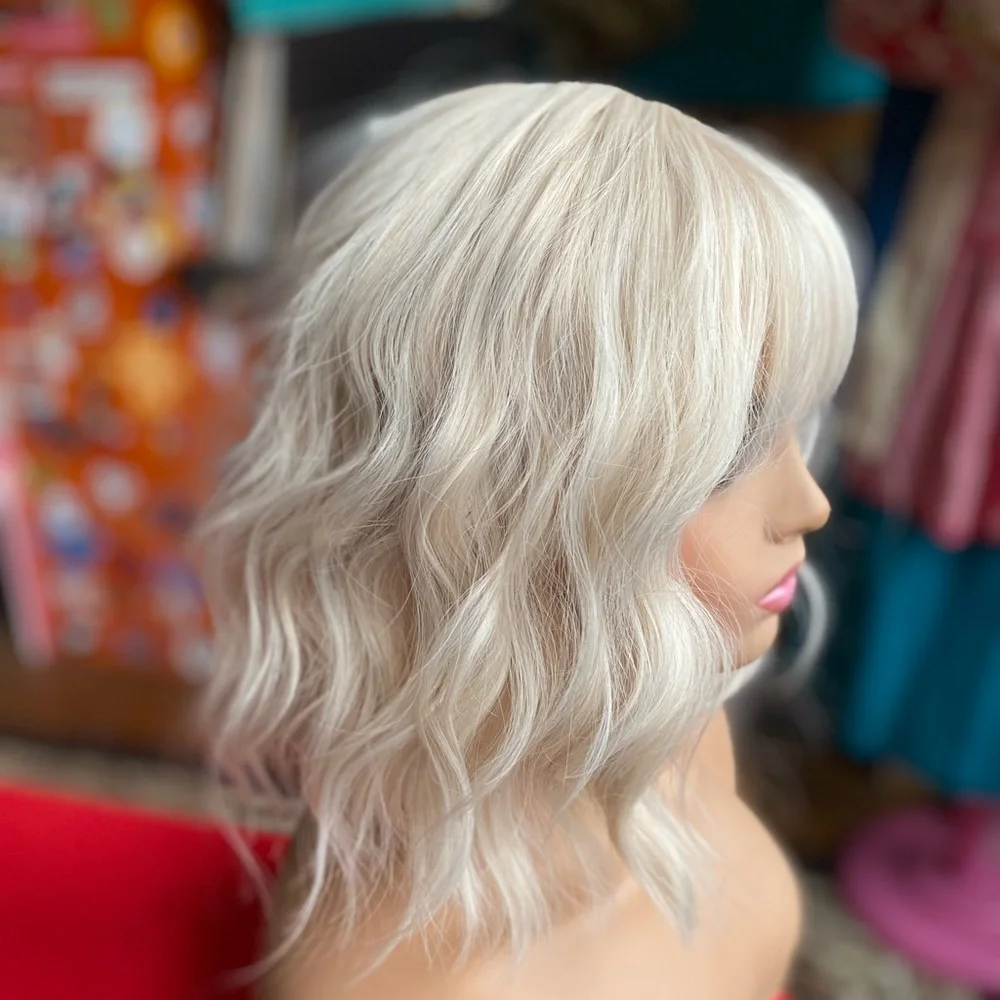 CLEARANCE White platinum blonde bob wig